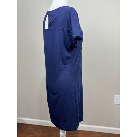 Lilly Pulitzer M Blue V-Neck Knee-Length Dress Back Keyhole 100% Pima Cotton - Picture 4 of 9
